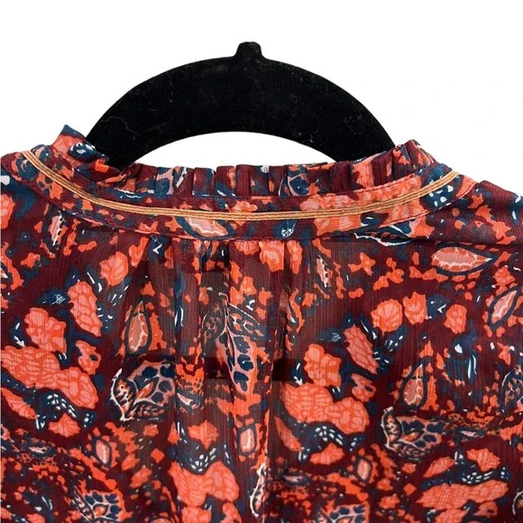 Lucky Brand Boho Sheer Patterned Long-Sleeve Top Size M - Picture 6 of 7